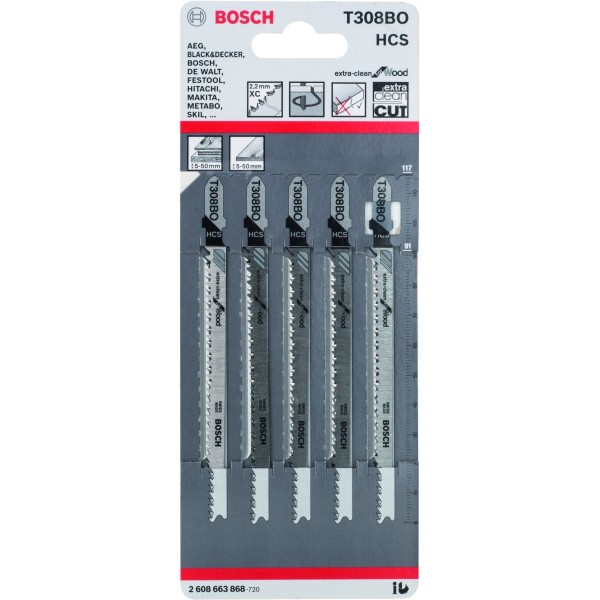 Нож за зеге за дърво Bosch T 308 BO Extra-clean for wood, 5бр